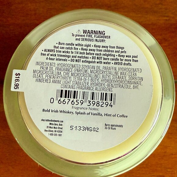 NEW COFFEE WHISKEY Single Wick Candle 8oz Bath & Body Works - Picture 3 of 3